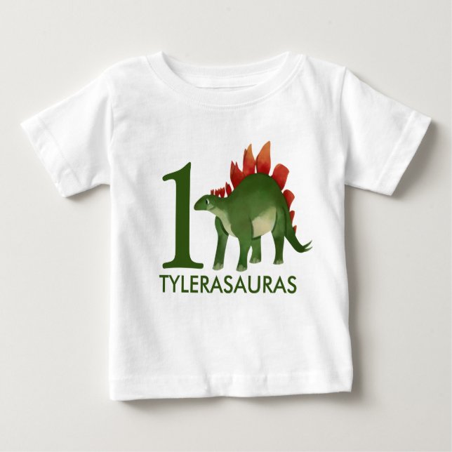 Birthday Personalised Dinosaur Shirt, 1st birthday Baby T-Shirt (Front)