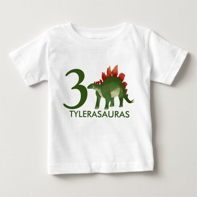 Birthday Personalised Dinosaur Shirt, 3rd birthday Baby T-Shirt (Front)