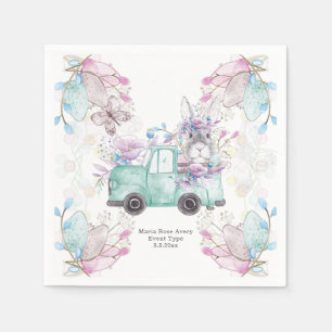 Birthday Personalised Pattern Bunny Truck Napkin