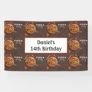 Birthday Personalised Pizza Party Banner