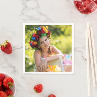 Birthday Personalized Photo Text Design Cocktail  Napkin