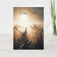 Birthday Pheasant in Wheat Field