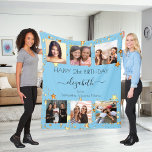 Birthday photo baby blue gold best friends fleece blanket<br><div class="desc">A gift from friends for a woman's 21st (or any age) birthday, celebrating her life with a collage of 6 of your high quality photos of her, her friends, family, interest or pets. Personalise and add her name, age 21 and your names. A trendy baby blue background colour. Her name...</div>