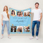 Birthday photo baby blue gold best friends fleece blanket<br><div class="desc">A gift from friends for a woman's 21st (or any age) birthday, celebrating her life with a collage of 6 of your high quality photos of her, her friends, family, interest or pets. Personalise and add her name, age 21 and your names. A trendy baby blue background colour. Her name...</div>