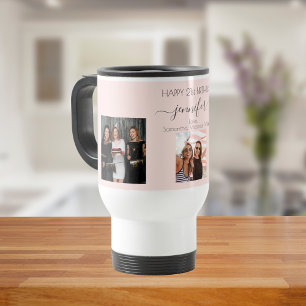 Birthday photo best friends blush pink travel mug