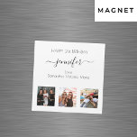 Birthday photo best friends magnet<br><div class="desc">A card from friends for a woman's 21st (or any age) birthday, celebrating her life with 3 of your photos of her, her friends, family, interest or pets. Personalise and add her name, age 21 and your names. Black coloured letters. A chic classic white background. Her name is written with...</div>