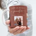 Birthday photo best friends names brown earth coffee mug<br><div class="desc">A gift from friends for a woman's 21st birthday, celebrating her life with 3 of your photos of her, her friends, family, interest or pets. Personalize and add her name, age 21 and your names. A brown earth colored background. Her name is written with a modern hand lettered style script...</div>
