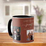 Birthday photo best friends names brown earth mug<br><div class="desc">A gift from friends for a woman's 21st birthday, celebrating her life with 3 of your photos of her, her friends, family, interest or pets. Personalise and add her name, age 21 and your names. A brown earth coloured background. Her name is written with a modern hand lettered style script...</div>