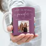 Birthday photo best friends names plum purple coffee mug<br><div class="desc">A gift from friends for a woman's 21st birthday, celebrating her life with 3 of your photos of her, her friends, family, interest or pets. Personalise and add her name, age 21 and your names. A girly, feminine plum, purple coloured background. Her name is written with a modern hand lettered...</div>