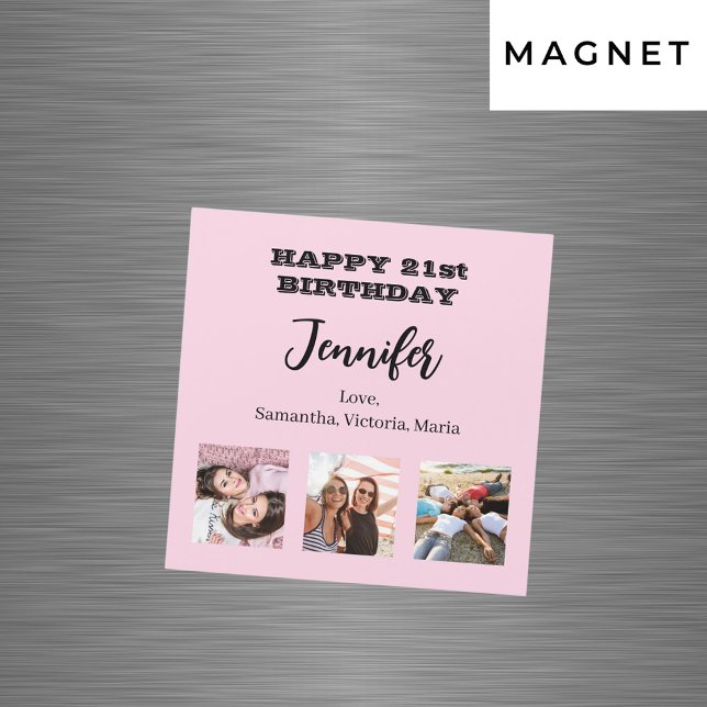 Birthday photo best friends pink magnet (Creator Uploaded)