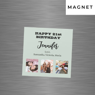 Birthday photo best friends sage green magnet
