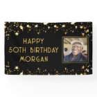Birthday Photo Black Gold Stars Custom Color