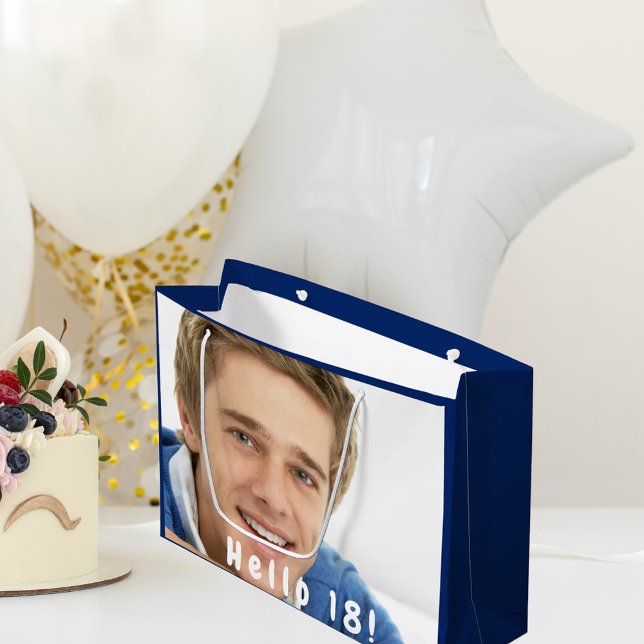 Birthday photo blue boy men large gift bag (Creator Uploaded)