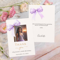 Birthday photo bow lavender ivory