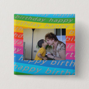 Birthday Photo Button/Pin Template 15 Cm Square Badge