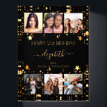 Birthday photo collage black gold stars friends paperweight<br><div class="desc">A gift from friends for a woman's 21st birthday, celebrating her life with a collage of 6 of your high quality photos of her, her friends, family, interest or pets. Personalise and add her name, age 21 and your names. Golden text. A chic, classic black background colour. Her name is...</div>