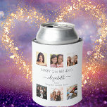 Birthday photo collage black white best friends can cooler<br><div class="desc">A gift from friends for a woman's 21st birthday, celebrating her life with a collage of 6 of your high quality photos of her, her friends, family, interest or pets. Personalize and add her name, age 21 and your names. Black text. A chic modern white background color. Her name is...</div>