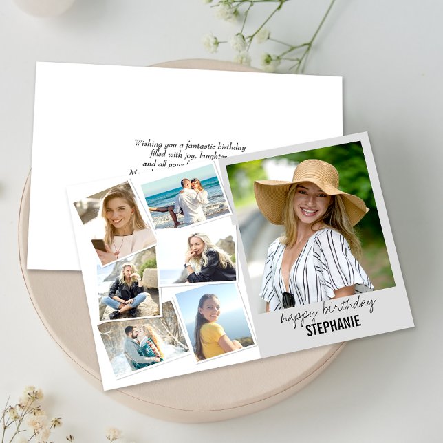 Birthday Photo Collage Custom Greeting Card (Personalize the collage birthday greeting card to create a special keepsake for your loved one!)