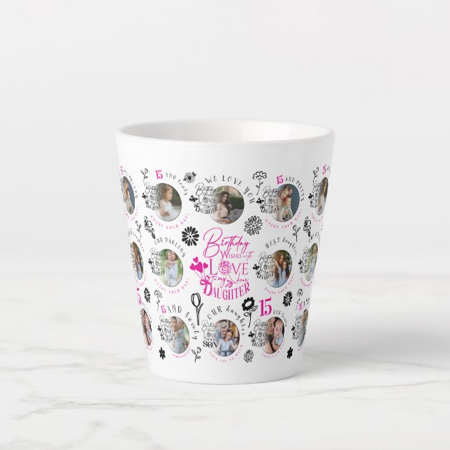  Birthday Photo Collage For Daughters Latte Mug (Front)