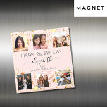 Birthday photo collage rose gold best friends magnet<br><div class="desc">For a woman's 21st (or any age) birthday, celebrating her life with a collage of 6 of your high quality photos of her, her friends, family, interest or pets. Personalise and add her name, age 21 and your names. Black text. A girly and feminine rose gold background colour. Her name...</div>