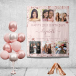 Birthday photo collage rose gold best friends tapestry<br><div class="desc">A gift from friends for a woman's 21st (or any age) birthday, celebrating her life with a collage of 6 of your high quality photos of her, her friends, family, interest or pets. Personalise and add her name, age 21 and your names. Dark rose gold text. A girly and feminine...</div>