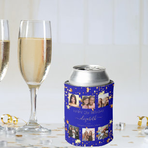 Birthday photo collage royal blue best friends can cooler