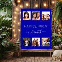 Birthday photo collage royal blue BFF