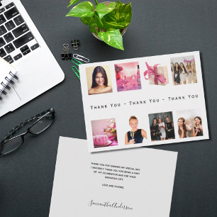 Birthday photo collage thank you card