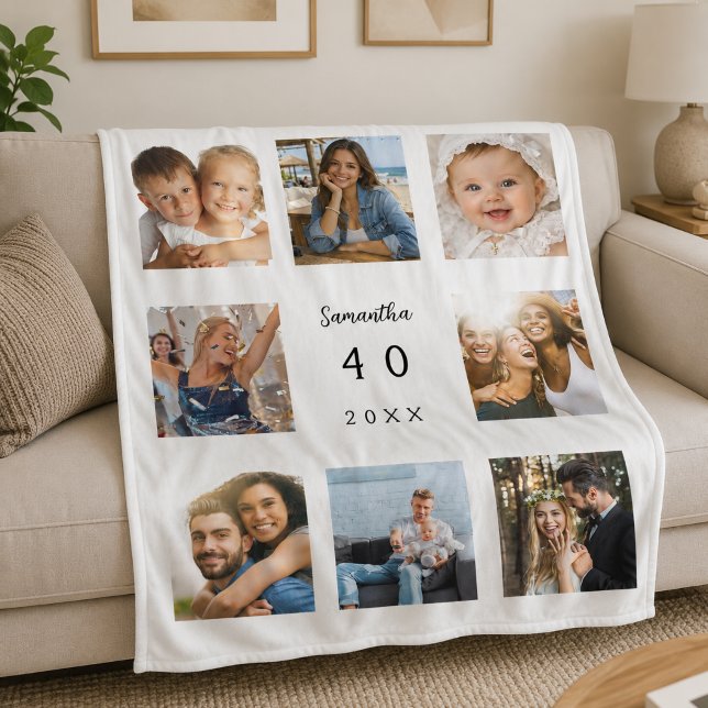 Birthday photo collage unique fleece blanket (Creator Uploaded)
