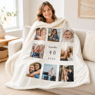 Birthday photo collage unique sherpa blanket