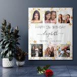 Birthday photo collage white gold best friends tapestry<br><div class="desc">A gift from friends for a woman's 21st (or any age) birthday, celebrating her life with a collage of 6 of your high quality photos of her, her friends, family, interest or pets. Personalise and add her name, age 21 and your names. Black text. A chic, classic white background colour....</div>