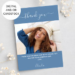 Birthday photo dusty blue thank you card<br><div class="desc">A dusty blue background.  Personalise and add your photo and thank you note.</div>