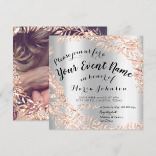 Birthday Photo Floral Grey Rose Royal Baby Shower Invitation