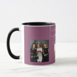 Birthday photo friend names plum purple mug<br><div class="desc">A gift from friends for a woman's 21st birthday, celebrating her life with 3 of your photos of her, her friends, family, interest or pets. Personalise and add her name, age 21 and your names. A girly, feminine plum, purple coloured background. Her name is written with a modern hand lettered...</div>