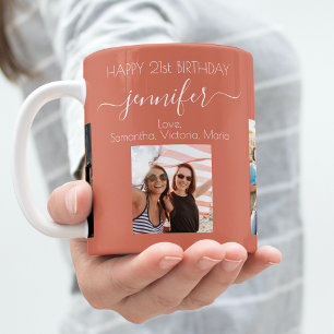 Birthday photo friends names terracotta earth coffee mug
