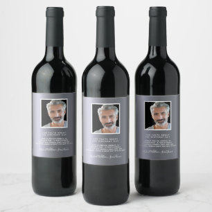 Birthday photo fun facts bio fun guy silver fox wine label