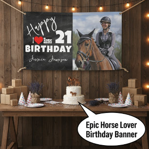 Birthday Photo I Love Horses Banner