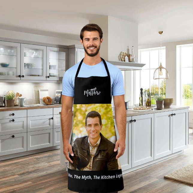 Birthday photo man myth kitchen legend name apron (Creator Uploaded)