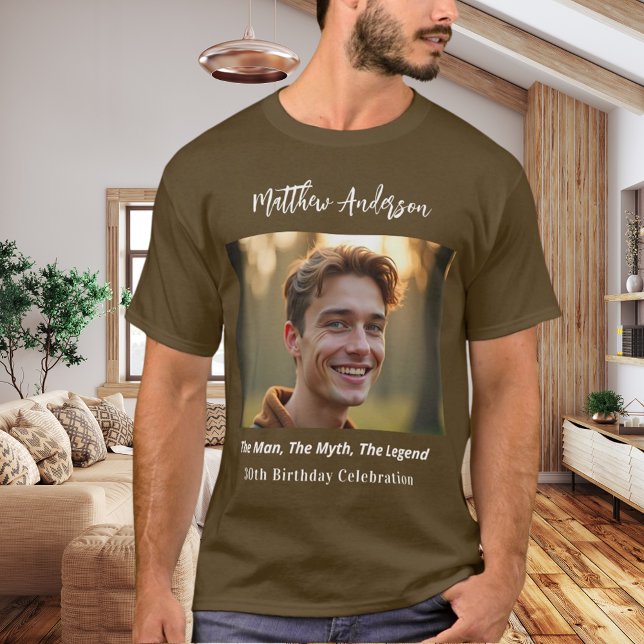 Birthday photo man myth legend name fun brown T-Shirt (Creator Uploaded)