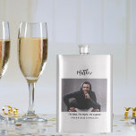Birthday photo man myth legend name fun hip flask<br><div class="desc">Personalise and add your own photo of the birthday boy/man.  Personalise and add a name,  age 40 and a text.  Text: The Man,  The Myth,  The Legend.</div>