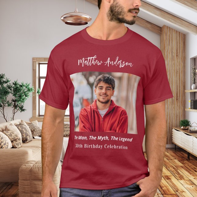 Birthday photo man myth legend name fun red T-Shirt (Creator Uploaded)