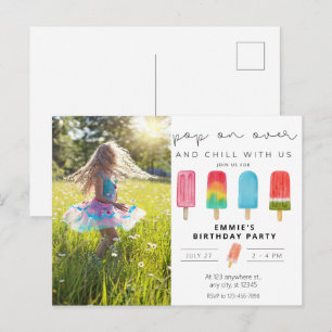 Birthday Photo Pop On Over invitation budget Postcard