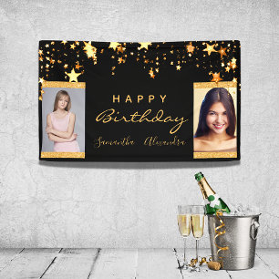 Birthday photo rose gold stars two 2 friends twins banner