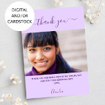 Birthday photo violet purple thank you invitation<br><div class="desc">A violet,  lavender coloured background.  Personalise and add your photo and thank you note. Purple text.</div>