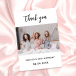 Birthday photo white simple elegant thank you card<br><div class="desc">A birthday Thank You photo card.  A classic white background.  Personalise and add your photo and thank you note.</div>