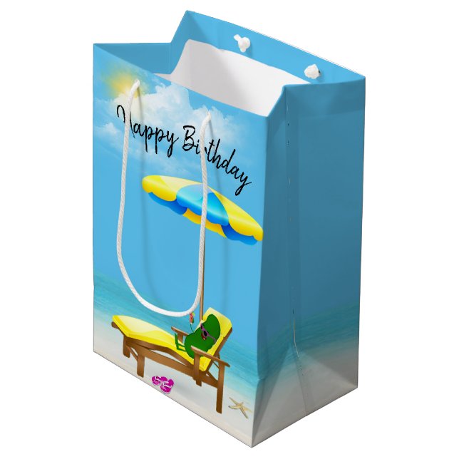 Birthday Pickle On Beach Chair Medium Gift Bag (Front Angled)