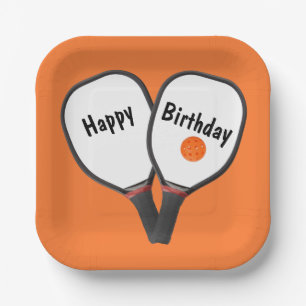 Birthday Pickleball and Paddle Paper Plate