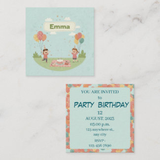 Birthday Picnic, Cute Retro Style Card