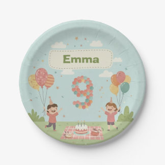 Birthday Picnic, Cute Retro Style Paper Plate