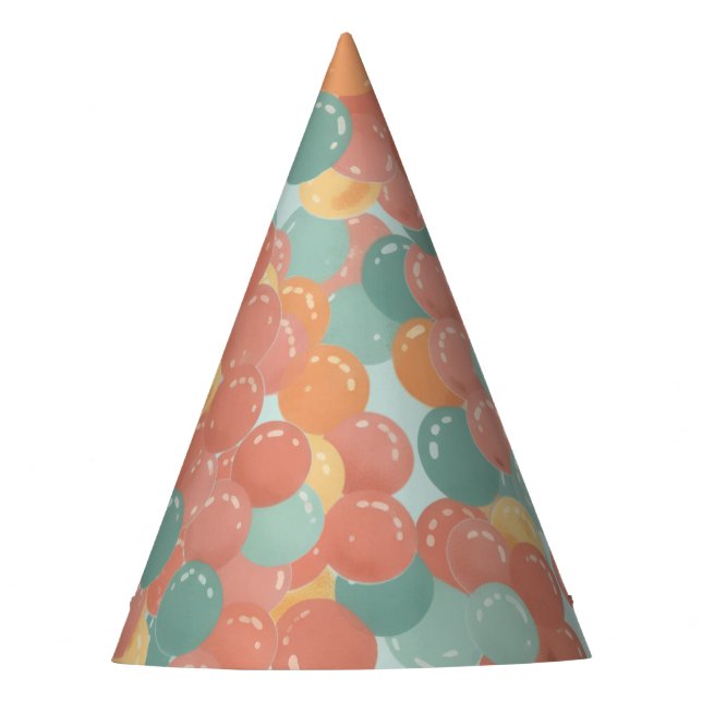 Birthday Picnic, Cute Retro Style Party Hat (Front)